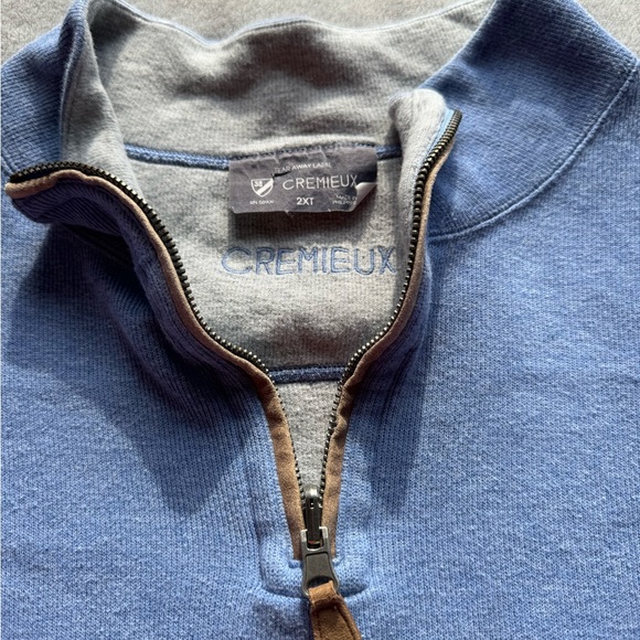 Daniel Cremieux Mens Pullover Sweater Medium Zippered
Light Blue Leather Elbows - Picture 3 of 4